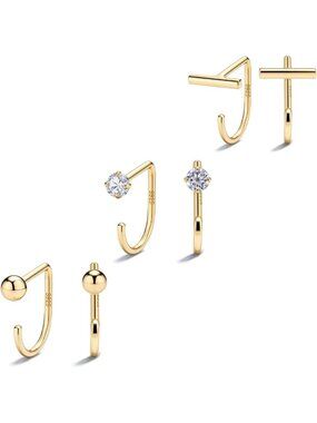 925 Sterling Silver Gold Plated Huggie Half Hoop Earrings - Elegant & Stylish